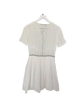 Proenza Schouler White Silk Blend Dress Sheer Button Front